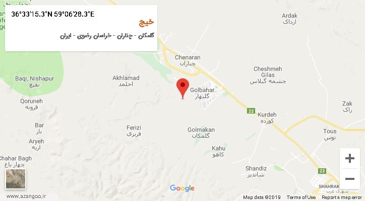 روستای خیج بر روی نقشه
