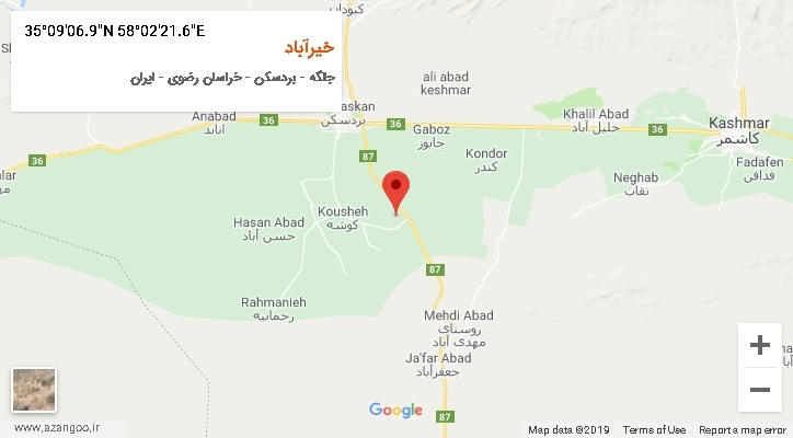 روستای خیرآباد بر روی نقشه