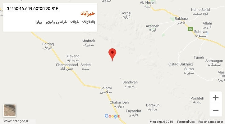 روستای خیرآباد بر روی نقشه
