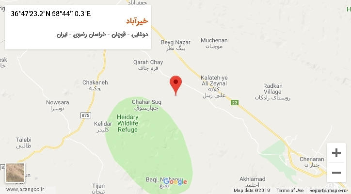 روستای خیرآباد بر روی نقشه