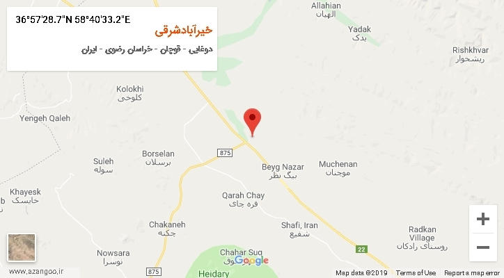 روستای خیرآبادشرقی بر روی نقشه