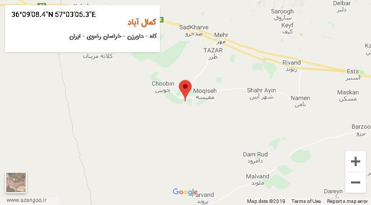 روستای کمال آباد بر روی نقشه