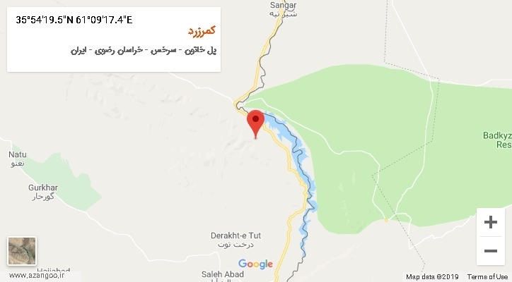 روستای کمرزرد بر روی نقشه