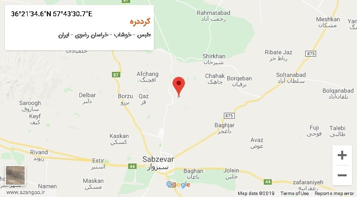 روستای کرددره بر روی نقشه