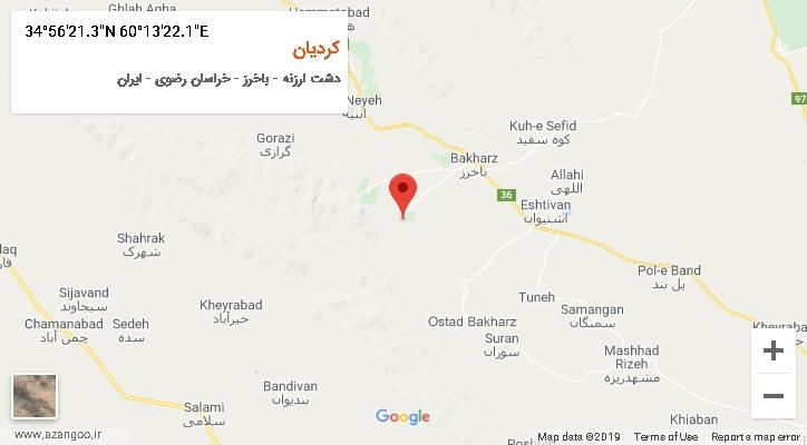 روستای کردیان بر روی نقشه