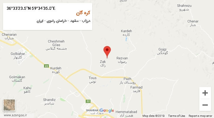 روستای کره گان بر روی نقشه