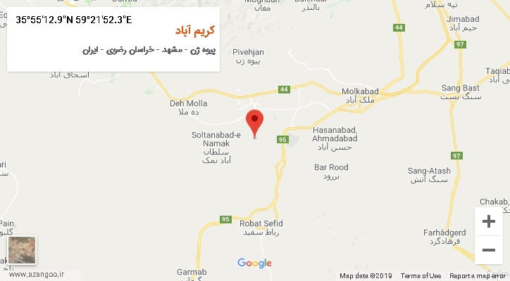 روستای کریم آباد بر روی نقشه