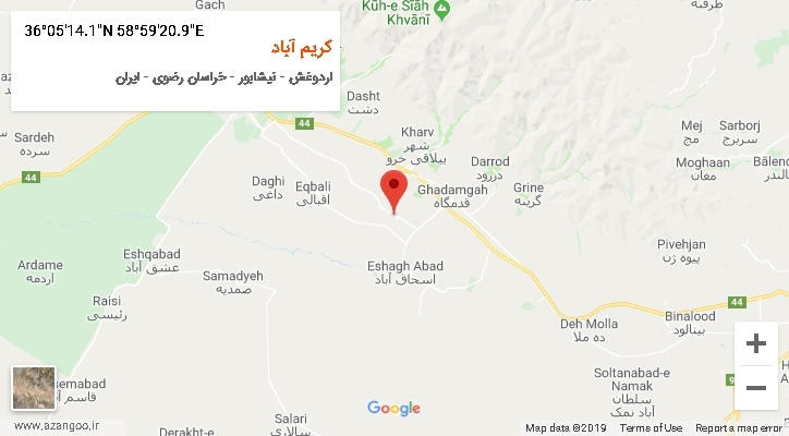 روستای کریم آباد بر روی نقشه