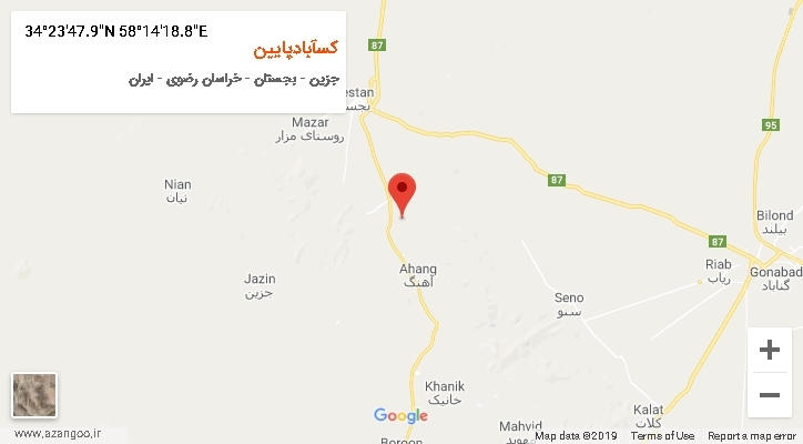 روستای کسآبادپایین بر روی نقشه