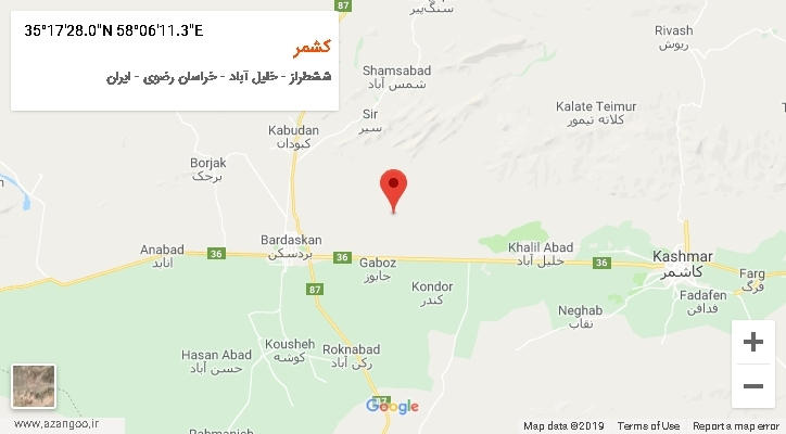 روستای کشمر بر روی نقشه
