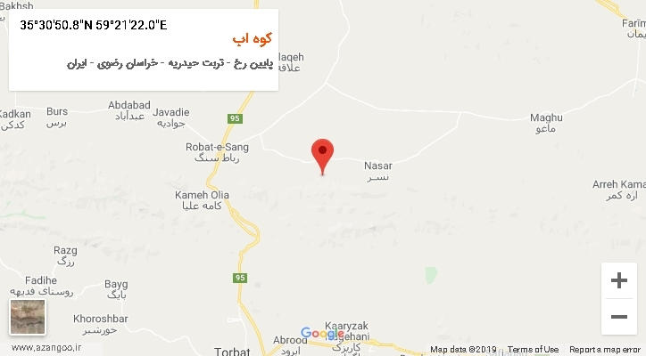 روستای کوه اب بر روی نقشه