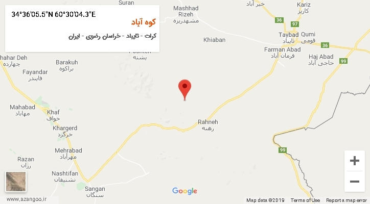 روستای کوه آباد بر روی نقشه