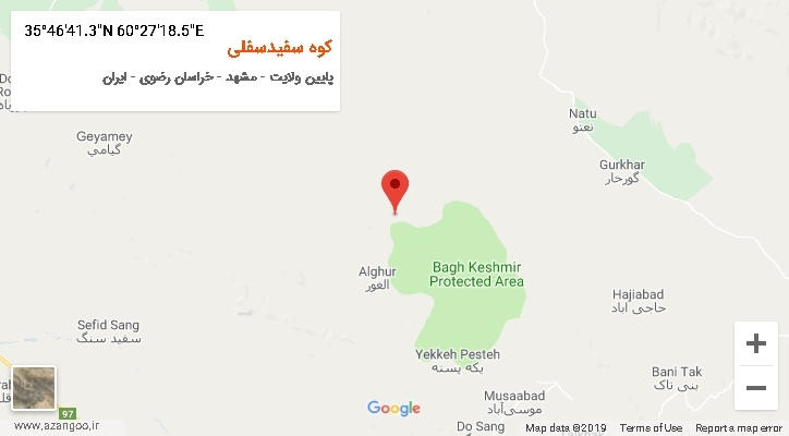 روستای کوه سفیدسفلی بر روی نقشه
