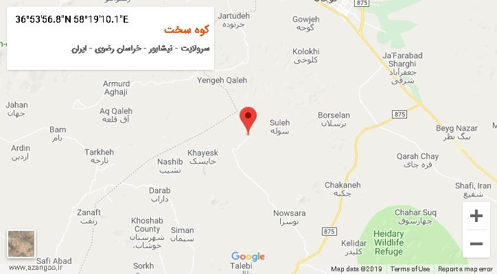 روستای کوه سخت بر روی نقشه
