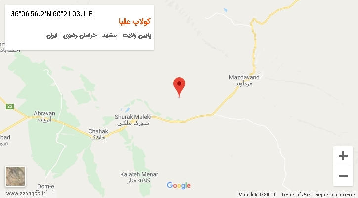 روستای کولاب علیا بر روی نقشه