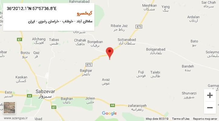 روستای کیخسرو بر روی نقشه