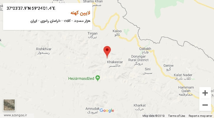 روستای لایین کهنه بر روی نقشه