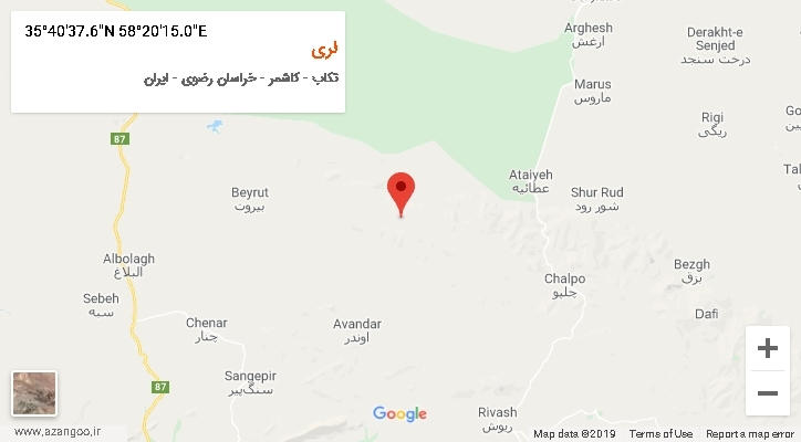 روستای لری بر روی نقشه