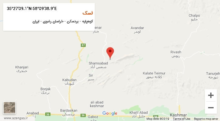 روستای لسک بر روی نقشه
