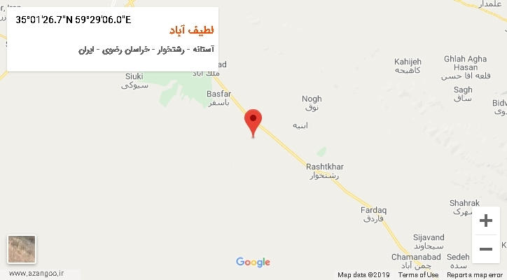 روستای لطیف آباد بر روی نقشه