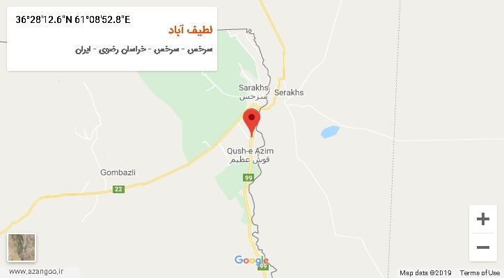 روستای لطیف آباد بر روی نقشه