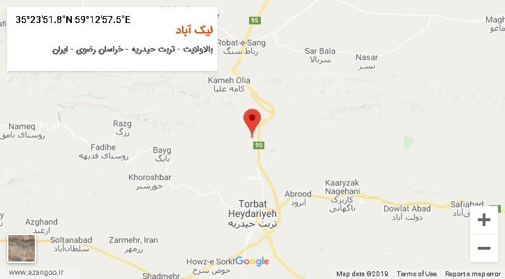 روستای لیک آباد بر روی نقشه
