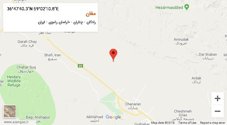 روستای مغان بر روی نقشه