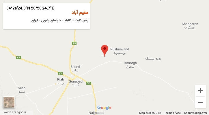 روستای مقیم آباد بر روی نقشه