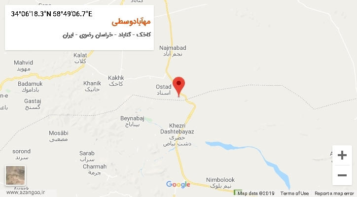 روستای مهآبادوسطی بر روی نقشه