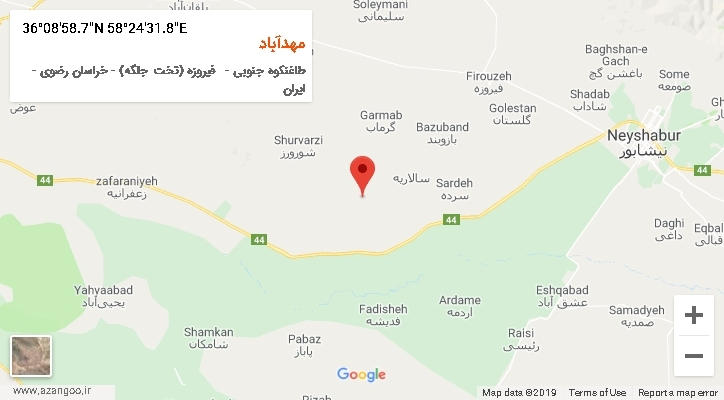 روستای مهدآباد بر روی نقشه