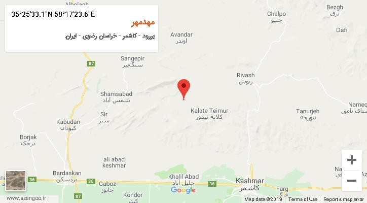 روستای مهدمهر بر روی نقشه
