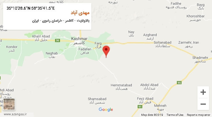 روستای مهدی آباد بر روی نقشه