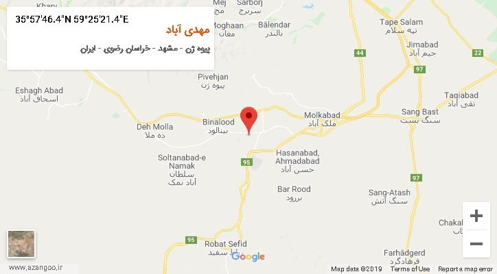 روستای مهدی آباد بر روی نقشه