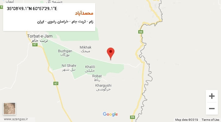 روستای محمدآباد بر روی نقشه
