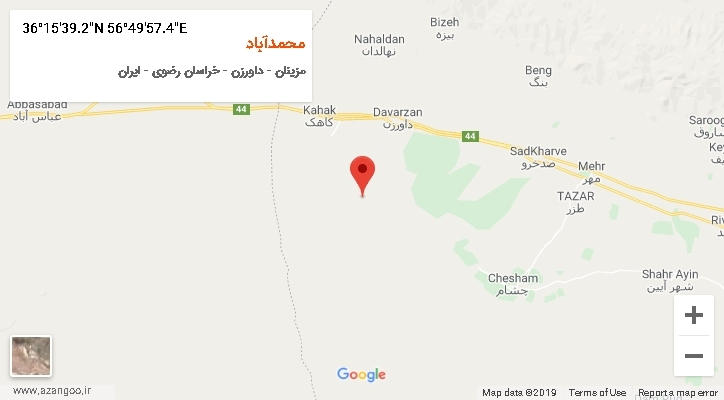 روستای محمدآباد بر روی نقشه