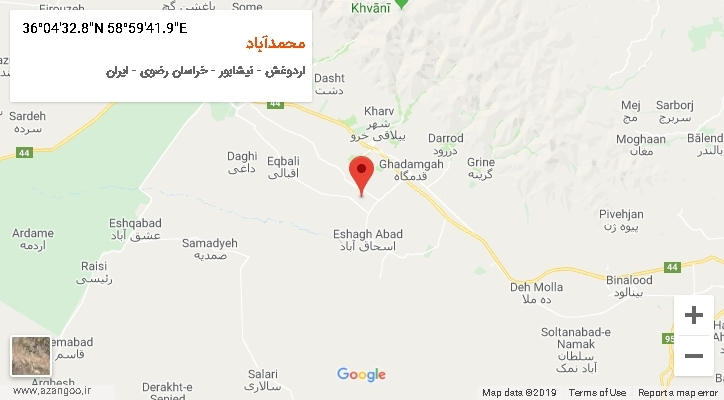 روستای محمدآباد بر روی نقشه