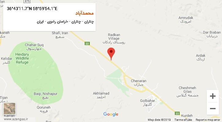 روستای محمدآباد بر روی نقشه