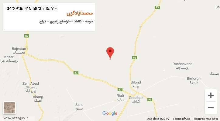 روستای محمدآبادگزی بر روی نقشه