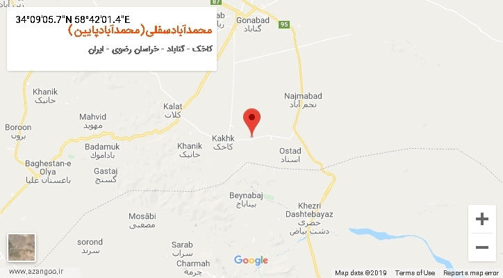 روستای محمدآبادسفلی(محمدآبادپایین) بر روی نقشه