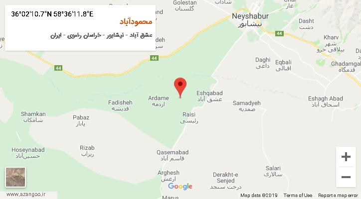 روستای محمودآباد بر روی نقشه