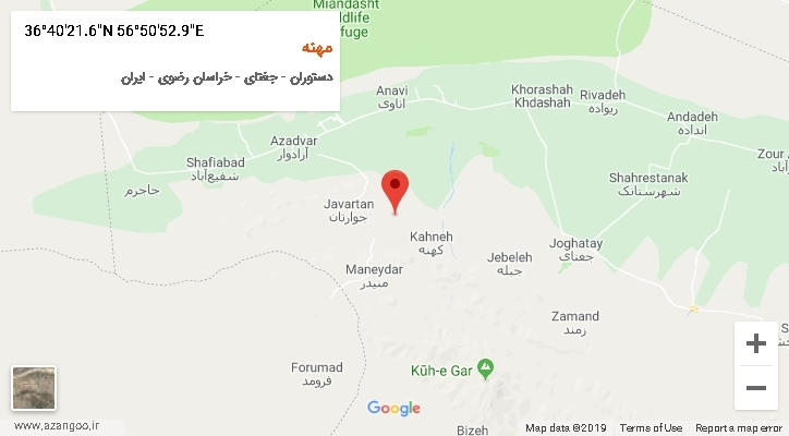 روستای مهنه بر روی نقشه