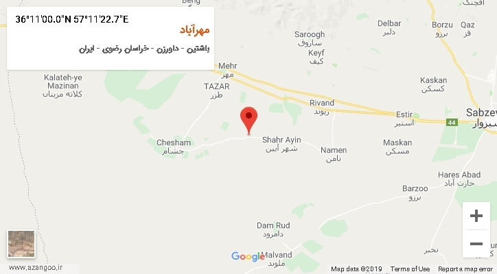 روستای مهرآباد بر روی نقشه