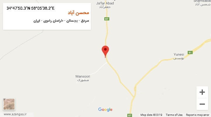 روستای محسن آباد بر روی نقشه