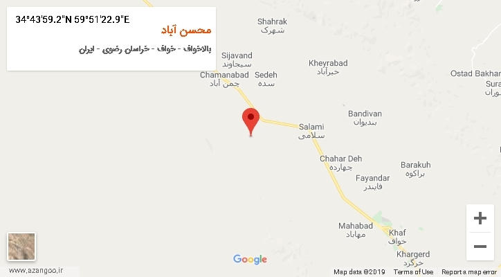 روستای محسن آباد بر روی نقشه