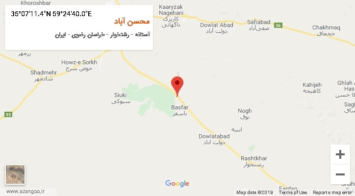 روستای محسن آباد بر روی نقشه
