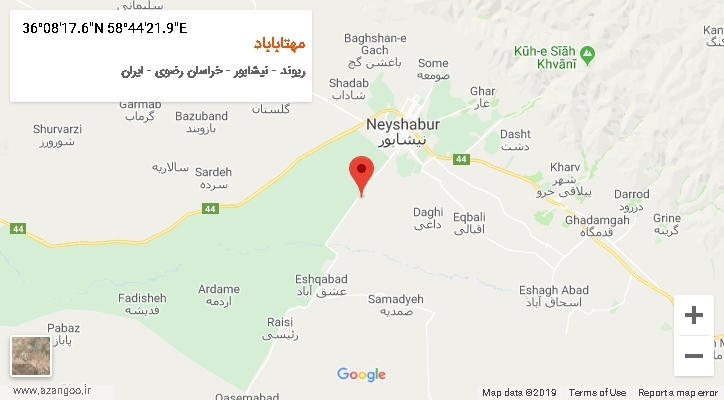 روستای مهتاباباد بر روی نقشه