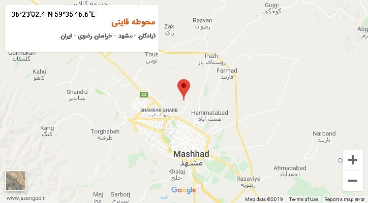 روستای محوطه قاینی بر روی نقشه