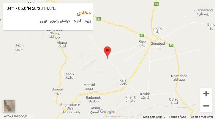 روستای مخلدی بر روی نقشه