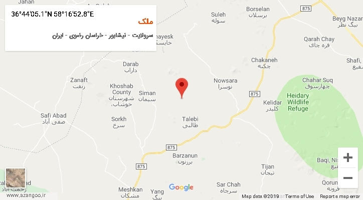 روستای ملک بر روی نقشه