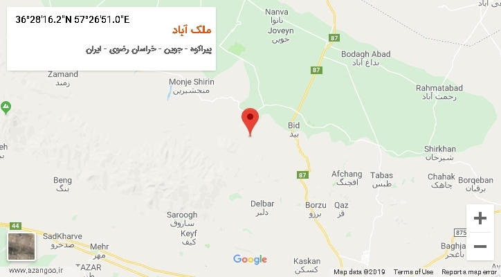 روستای ملک آباد بر روی نقشه